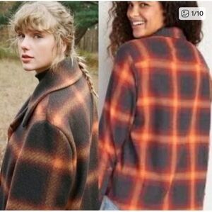 OLD NAVY Flannel Boyfriend Shirt Size 2X Taylor‎ Swift Evermore Swiftie Orange